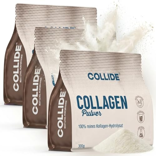 COLLIDE Collagen Pulver - geschmacksneutral - 3x300g - 100% reines Kollagen-Hydrolysat - zuckerfrei & ohne Zusätze - leicht Löslich - ideal für Kaffee, Smoothies & Müsli