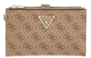 GUESS Geldbörse Laurel II SLG Double Zip Organizer Latte Logo beige