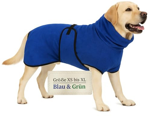 CANISPHERE Hundebademantel (Größe L, mittelgroße, große Hunde, blau) - Saugstarker Bademantel Hund aus Mikrofaser - Schnelltrocknend & Flauschig - Hunde Bademantel für große Hunde