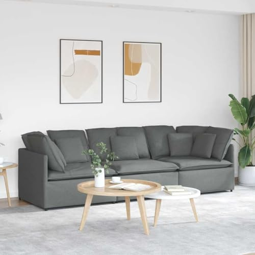 Frdhee Mini Sofa Küchensofa, Modulares Sofa mit Kissen Stoff Dunkelgrau für Gäste und Alltag