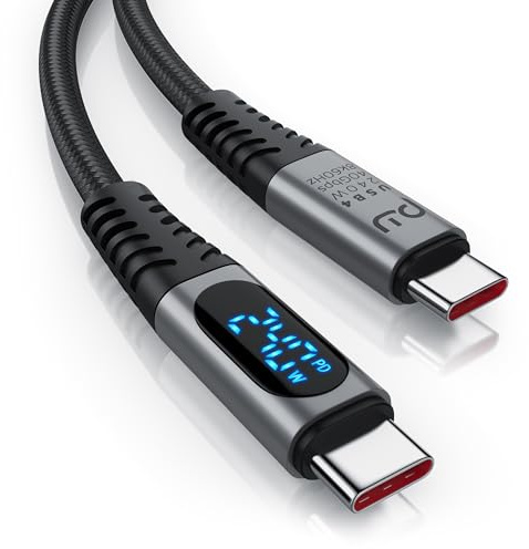 CSL - 1m USB 4 Kabel - Typ C Gen 3x2- mit Display - 240 Watt – 40 Gbit/s Datenkabel Ladekabel - 8k 60Hz – 4k 120 Hz - 3-Fach Schirmung – Nylon-Ummantelung - kompatibel mit iPhone iPad Samsung Google