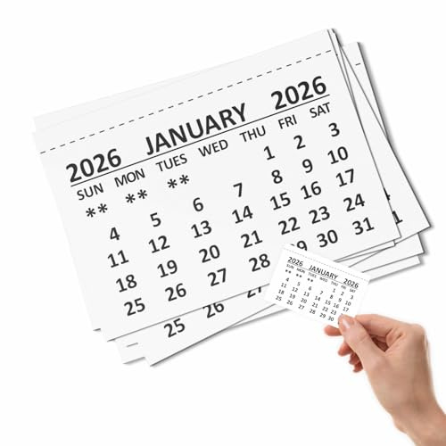 Mini Kalender Tabs 2026 10 Stück - Kleine Abreißbare Monatskalender Schreibtisch oder Wandkalender | Schlanke Papierplanerblöcke | Familienorganizer | Büro, Zuhause, Schule, Geschenkidee