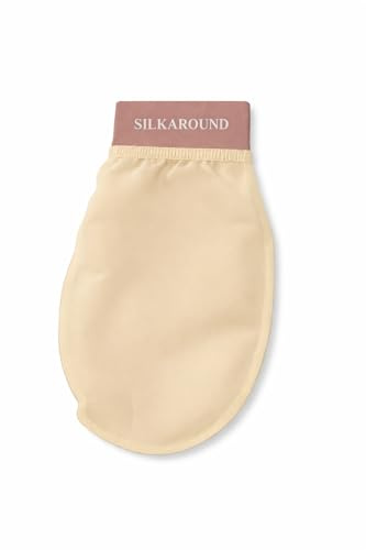 SILK AROUND Pure Silk Exfoliating Mitt Gloves for Body Scrub, Skin Massage Peeling Bath Gloves, Hypoallergenic Natural Silk Exfoliating Towel/Body Brush