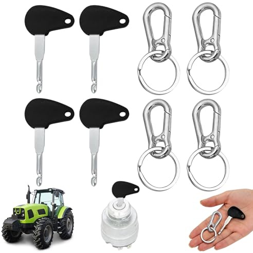 Juego de Llaves de Encendido Universal para Tractores y Maquinaria, 3 Llaves de Encendido y 3 Llavero, Compatible con Diversos Modelos de Tractores, Vehículos de Construcción y Equipos Agrícolas