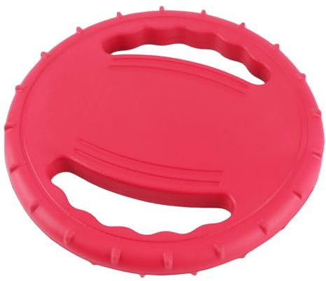 Juguete de Disco Volador para Perros, Material de Goma Premium, Juguete de Entrenamiento de Mascotas Chirriante Flexible, Diseño Hueco de 2 Lados para Perros Grandes (Rojo)