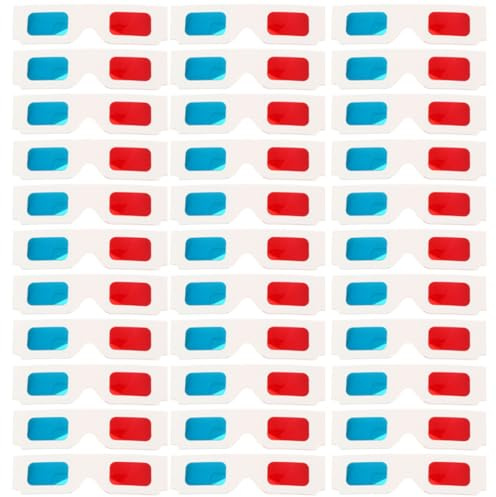 NAMOARLY Gafas 3D Anaglifo De Papel Rojo Azul Paquete De 60 para Películas Y Cine En Casa Livianas Portátiles con Tamaño Compacto para Todas Edades
