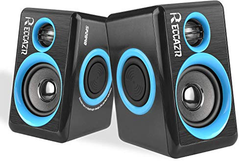 RECCAZR SP2040 Surround Computer Speakers with Deep Bass USB Wired Powered Multimedia Speaker for PC/Laptops/Smart Phone Built-in 4 Loudspeaker Diaphragm(Blue)