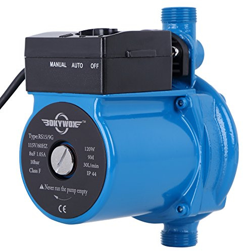 BOKYWOX 110V Automatic Booster Pump NPT3/4'' Domestic Hot Water Recirculating Pump 120W for Solar Heater/Faucet/Tap(RS15/9B）