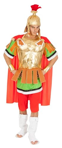 Chaks - Centurio Kostüm Herren, römische Feldherr Verkleidung | Offizielles Asterix Outfit, 8-teiliges Set, Helm, Tunika, Umhang, Brustpanzer, Zubehör, Karenval, Comic Con