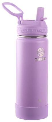 TAKEYA Actives Insulated Stainless Steel Wasserflasche mit Strohhalm-Deckel, Kunststoff, Flieder