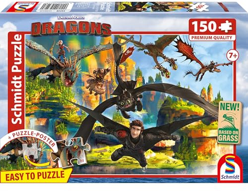 Schmidt Spiele 56548 Dragons, flygande drakar, 150 bitar barnpussel av graspapper, flera färger