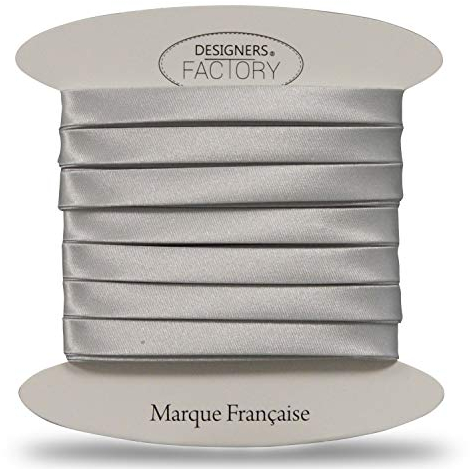 Schöne Satin schrägband - Satin schrägband ideal für raffinierte Abschlüsse sowohl an der Außenseite Ihrer Kreationen als auch zum Abdecken Ihrer Nähte. (Um 5 Meter, Silber)