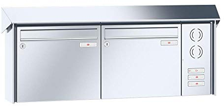 RENZ/Prisma / 2er Aufputz-Briefkastenanlage Wand-Briefkasten mit Sprechfeld / V4A-Edelstahl/Volumen 12 L/Dein-Briefkasten.de