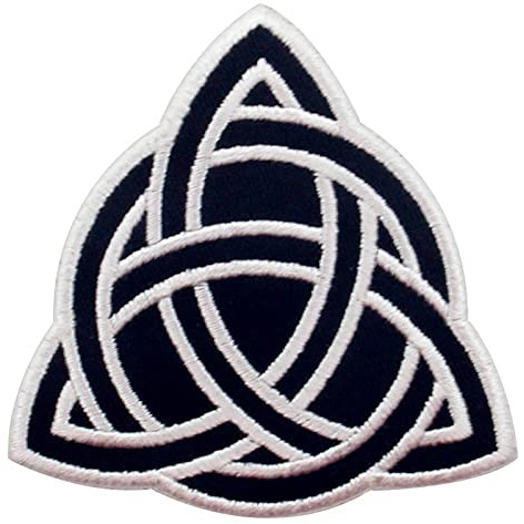 Symbologie celtique de Triquetra Brodé à Repasser ou à Coudre Patch, Blanc noir