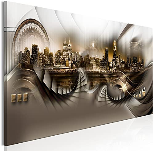 decomonkey Bilder Stadt Abstrakt 150x50 cm 1 Teilig Leinwandbilder Bild auf Leinwand Vlies Wandbild Kunstdruck Wanddeko Wand Wohnzimmer Wanddekoration Deko New York NY City