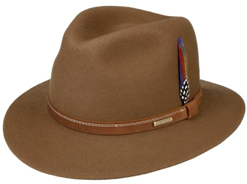 Stetson Mahomes Traveller Wollfilzhut Einfarbiger Wollfilzhut Wasserabweisend Knautschbar Ganzjährig Tragbar Made in EU Unisex
