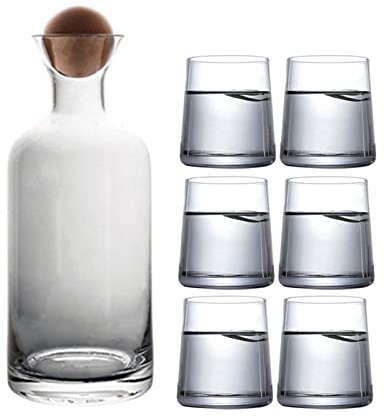 Jus Carafe d'eau Creative Pichet Cristal Verre Bouteille d'eau Ensemble de pichet cylindrique Coupe de coupe de verre transparent Bouteille d'eau domestique Thé Cruche (Color : C)