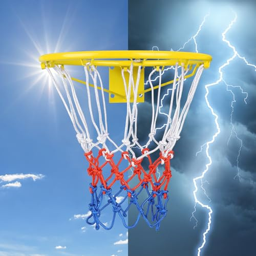 Allwetter-Anti-Peitsche, passend für Standardfelgen für drinnen und draußen, extrem robuster Basketballnetz-Ersatz – 12 Schlaufen, Randnetz, Stil A