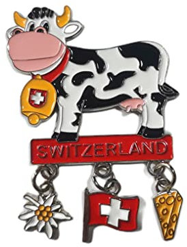 Imán de recuerdo de vaca 3D de Suiza, aleación de metal, hecho a mano, imán de nevera de Suiza, colección de decoración para el hogar y la cocina