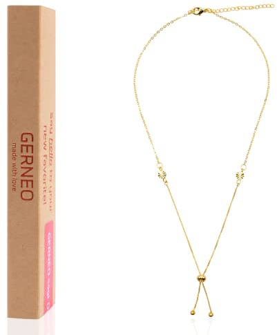GERNEO® – Palermo – Luxuriöse Halskette verstellbar mit feingliedrigen Gliedern in Bandoptik für Damen – 18 Karat vergoldet in Gold – Verzaubertes Schmuckstück