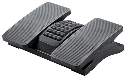 Q-Connect, Reposapies Plastico, Ajustable a Derecha e Izquierda, 2 Alturas, Efecto Masaje, para Oficina, Despachos