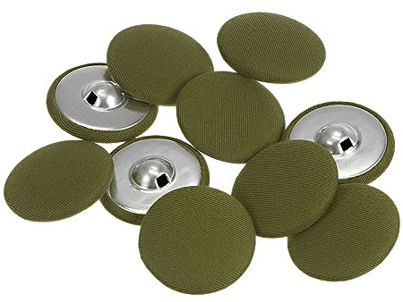sourcing map 10 Stück 30mm Knöpfe Marinegrün mit Stoffüberzug, Vintage Stoffknöpfe Bezogen Nähknöpfe Runde Retro Bastelknöpfe Metallschaft für Mantel Strickjacke Anzüge Kleider Blusen