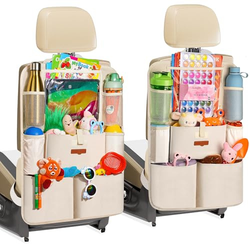 SURDOCA Autositz-Organizer – 4th Generation verbesserter Auto Rücksitz für bis zu 11-Zoll Tablet, 8 Taschen, Kinderspielzeug-Aufbewahrung, wasserdichter Rücksitzschutz für Kinder