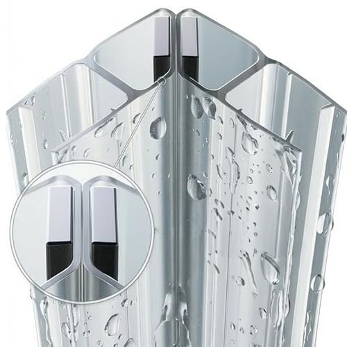 Magnetische Duschdichtung 90° – 2er Set für Duschtüren 6–8mm, zuschneidbar | Starker Magnetverschluss stoppt Spritzwasser zuverlässig, je 2 m individuell kürzbar – Montage ohne Werkzeug in Minuten