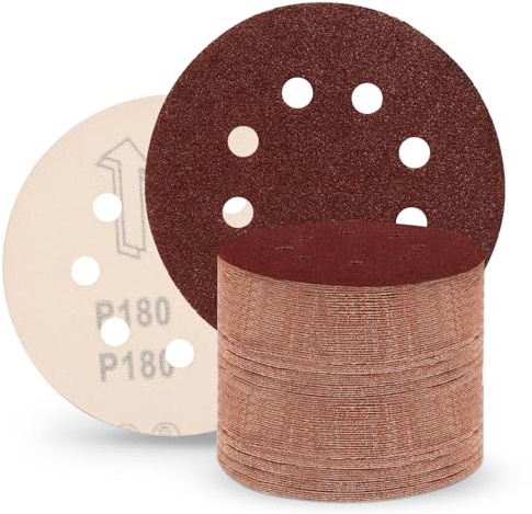 Huopueit 70 Pezzi Dischi Abrasivi 125mm, Carta Vetrata 8 Fori (Grana 40/60/80/120/180/240/320) per Levigatrice Orbitale Casuale