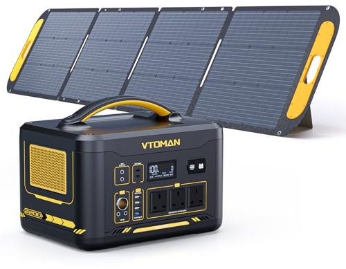 VTOMAN Jump 2200 Portable Power Station with 200W Solar Panel - 2200W/1548Wh LiFePO4 Battery Powered Solar Power Generator, 2200W Constant-Power, Regulated 12V DC, PD 100W Type-C for Camping, Travel