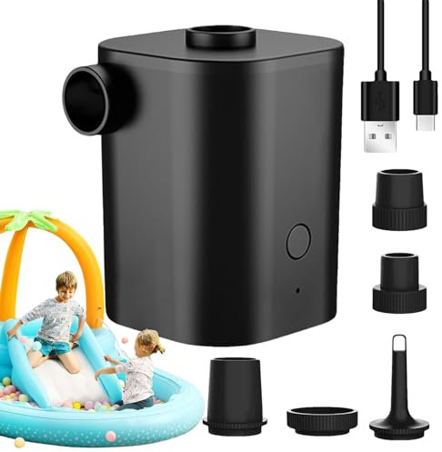 Gonfiatore Elettrico - Gonfiatore Materasso Gonfiabile | Piscina Gonfiabile | Pompa elettrica Gonfiabile Portatile per Piscina con 5 Ugelli | Pompa ad aria Riempimento Rapido 30.000 giri/min per