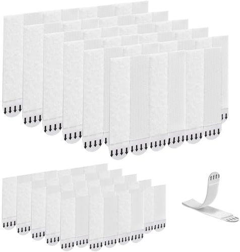 GAOHAN 48 Pairs(96 Strips) Picture Hanging Strips Heavy Duty,Picture Canvas Hanger Without Nails,Photo Frame Stickers for Wall,Damage Free Adhesive Poster Refill Mounting Strips(92 * 19mm,55 * 16mm)