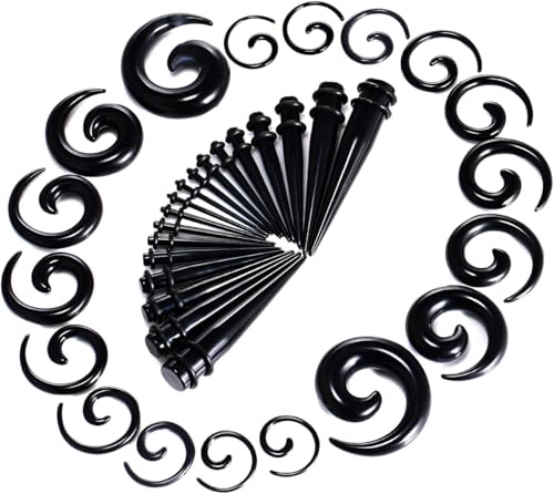 Decentraland 1 SET 14 G-00 G Schwarz Acryl Ohr Stretching Kit Ohrloch Dehnspiralen Plugs Tunnels Piercing Kegel Ohrringe Schmuck Dehnungs Messgeräte Expander Dehnstäbe Frauen Herren