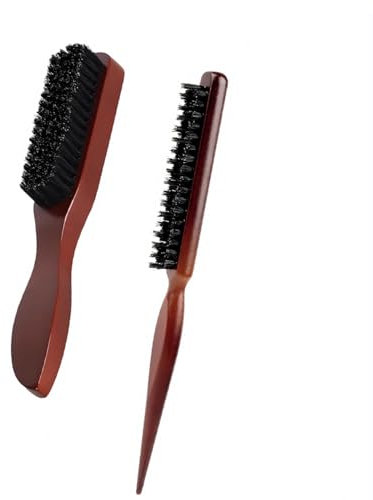 Wildschweinborsten Bürste,2 Stück Haarbürsten mit Wildschweinborsten Sleek Bun Bürste Teasing Hair Brush Toupierbürste Boar Bristle Hair Brush Naturborsten für Alle Haartypenr und Bart Styling