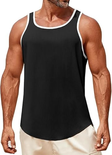 Runcati Camiseta de tirantes para hombre, sin mangas, musculosa, para gimnasio, fitness, camiseta funcional, de entrenamiento, camiseta interior, camiseta de hombros, para hombres, camiseta de verano