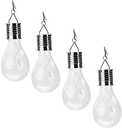 DIYEAH 4pcs Solar Hanging Bulbs with Copper Wire, Warm White Led Lights for Outdoor Patio, Garden, Balcony, Hanging Solar Lanterns for Exterior Decor