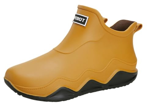 Stivali da uomo in gomma semi-alti, da uomo, impermeabili, da lavoro, leggeri, morbidi, antiscivolo, da giardino, resistenti allo sporco, da trekking ed escursionismo, giallo., 39 EU