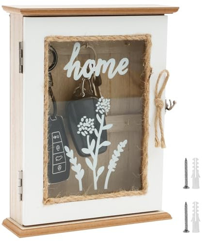 SUPPUIMNT Cassetta portachiavi in legno con 6 ganci portachiavi, cassetta portachiavi retrò da appendere alla parete o da tavolo