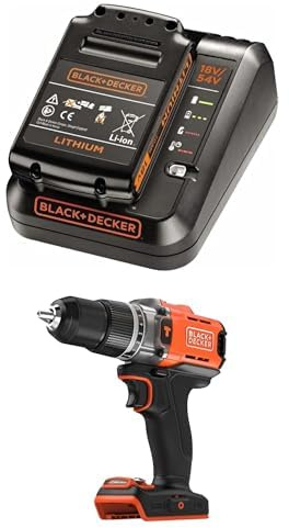 Lot BLACK+DECKER : Kit de Démarrage Powerconnect 18V (Batterie 2,0Ah + Chargeur Rapide 2A, BDC2A20-QW) + Marteau Perforateur sans Fil 18V (BCD383XN-XJ)