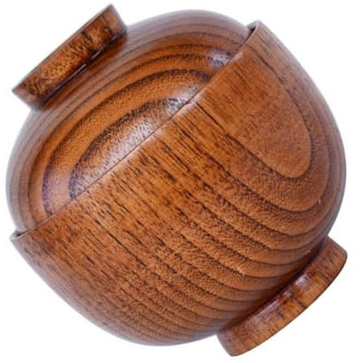 LABRIMP Cuenco Japonés De Arroz Con Tapa De Madera De Azufaifo Pequeño, Recipiente Multifuncional Para Sopa y Comida, Adecuado Para Uso Doméstico y Catering, Conjunto Práctico y Decorativo