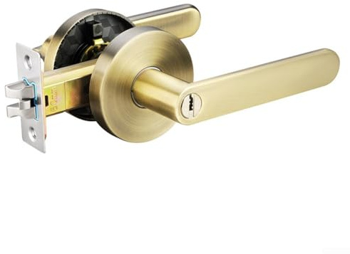 Serrure à bille à trois pôles pour poignées de porte d'intérieur, pour chambre et salle de bain, fonctionnement silencieux et construction en alliage de zinc (bronze vert)