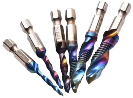 Metric Thread Tap Drill Bits Set 3 To 10 Plated HSSs Hexs Shanks For Wood Aluminum Plated Drill Bits