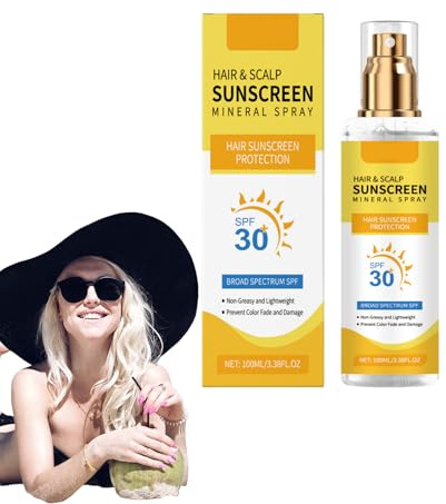 Spray de protection solaire SPF 30 pour le cuir chevelu et les cheveux, protection UV pour la défense des cheveux colorés, bouclier extérieur de piscine de Plage résistante à l'eau (1 bouteille)