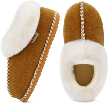 COFACE Damen Hausschuhe Bequem Memory Foam Filz Slippers Winter Größe 36-43