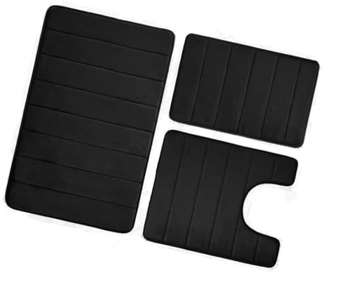 SEAYACK Juego de 3 tapetes de baño de franela antideslizantes para inodoro, superabsorbentes, en forma de U, lavables a máquina, alfombras suaves y absorbentes