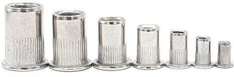 Metall-Blindnietmuttern, Einpressmuttern, Nietmuttern aus Edelstahl SS304, flacher Kopf, runder Körper, gerändelt, mehrere Größen, 50–100 Stück(100pcs M4)