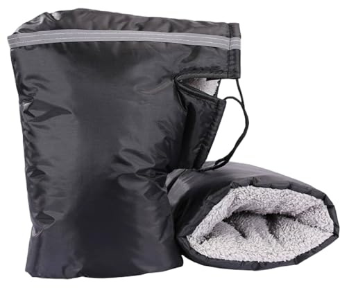 KOMEIYL Manchon de Guidon Moto Hiver, Epais Manchons Guidons Vélo Scooter Chauds avec Doublure Peluche, Windproof Imperméable Moto Guidon Couvre-Main, Résistez Vent Froid Gardez Mains Chaud