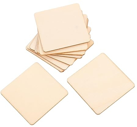 50pcs Brown Square Wooden Slices for DIY Crafts and Painting