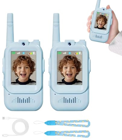 Jouets Vidéo Talkie-walkie Pour Garçons Et Filles De 3 À 12 Ans | Paquet De 2 Talkies-walkies Rechargeables Avec Écran, 4 Effets Vocaux,batterie Rechargeable USB-C,radio Bidirectionnelle Longue Portée