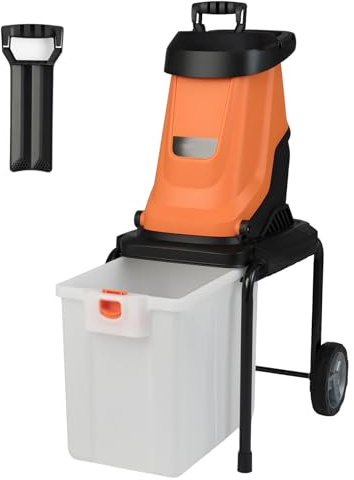 GOPLUS Broyeur Vegetaux et Branches Électrique 2800W, Broyeur Vegetaux avec Bac 50L, Système à Couteaux Tranchant, Mobile avec Roues de Transport, Ratio de Broyage 15:1, pour Déchets de Jardin (Vert)
